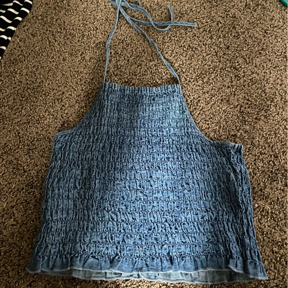 Jean like open back crop top